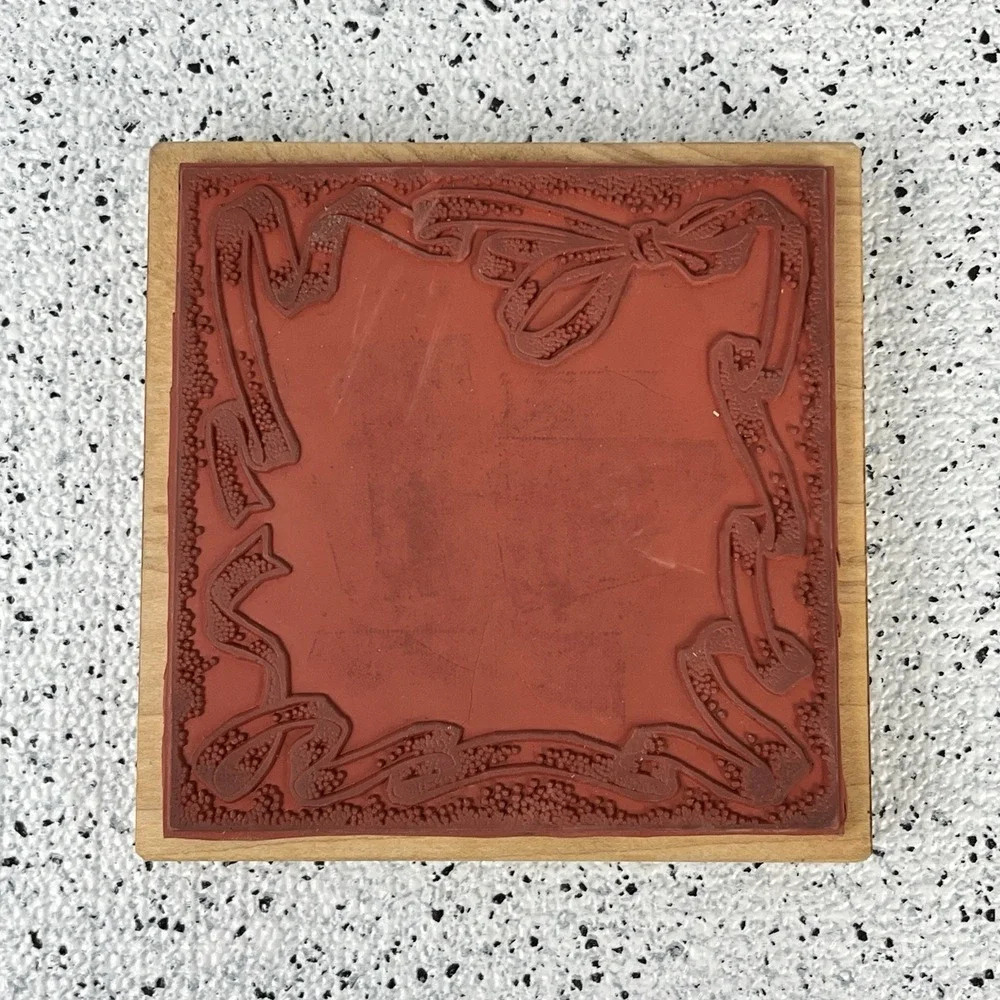 Vintage 90s Rubber Stamp‎ Too Much Fun Ribbon Bow Frame Border